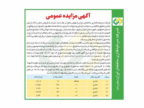 آگهی مزایده عمومی 